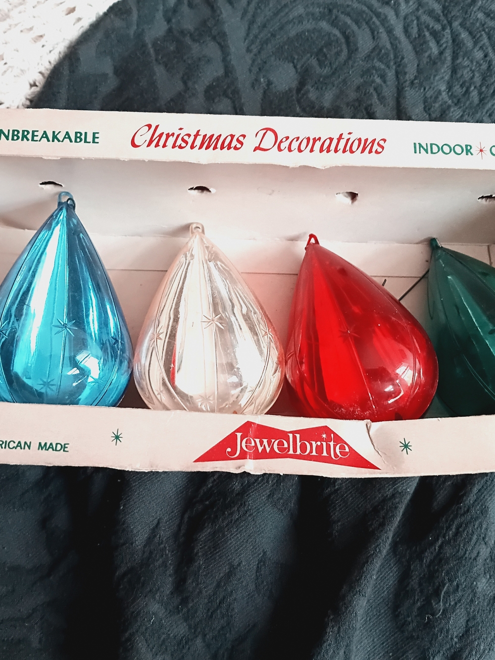 Holiday Teardrop Ornaments - Red, Blue, Green, Silver